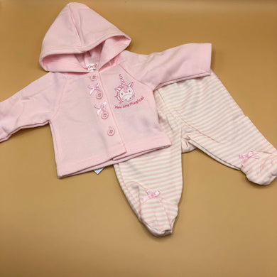 Premature Preemie Prem Tiny Baby Girl's 2 Piece Outfit - Pink Unicorns 0882