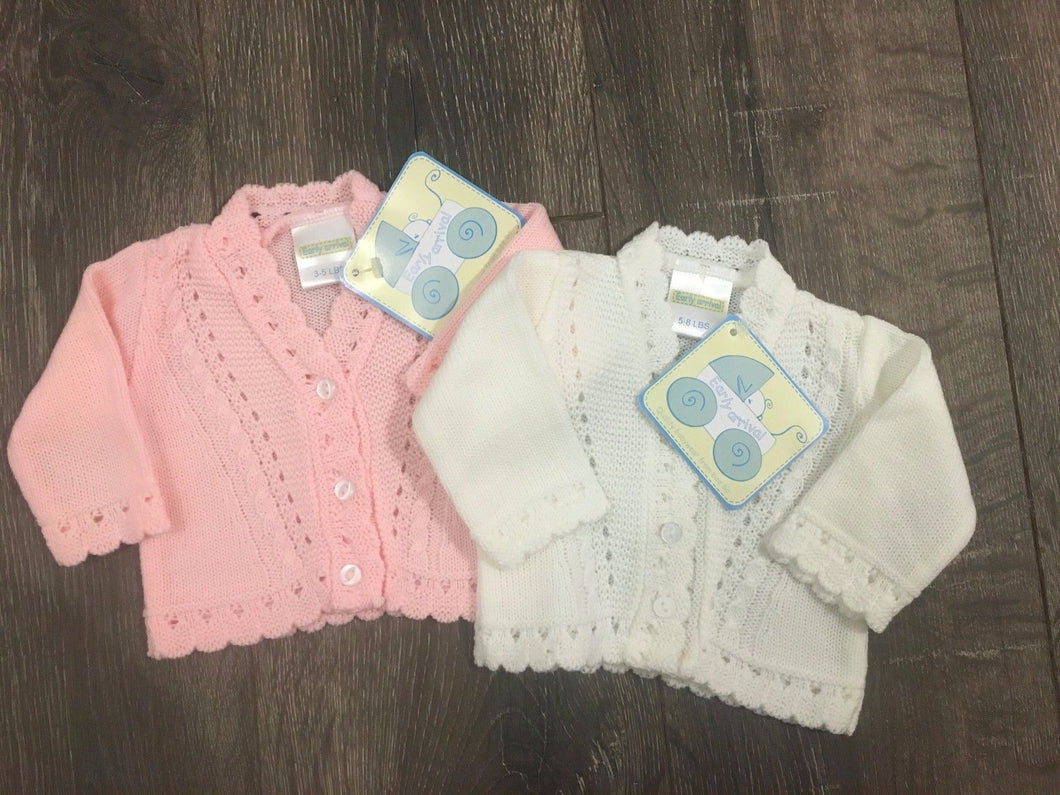 Tiny Baby or Premature Baby Cardigans Pink or White 3-5LBS 5-8 LBS - 7809