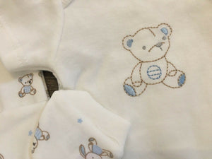 Tiny Baby & Premature Baby Boy's or Girl's 4 PieceOutfit in Ivory & Pale Blue -4262