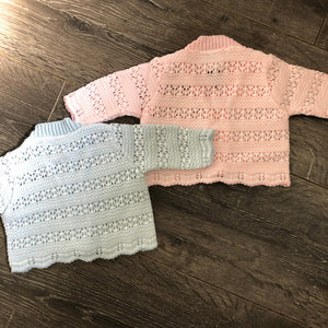 Tiny Baby or Premature Baby Boy's or Girls Cardigan in Pale Blue or Pink