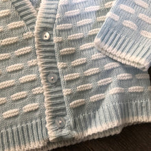 Load image into Gallery viewer, Tiny Baby or Premature Baby Boy&#39;s V Neck Pale Blue &amp; White Cardigan