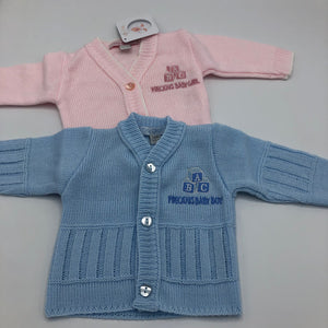 Baby Boy's or Girl's Premature Prem Tiny Baby Cardigans Pink or Blue